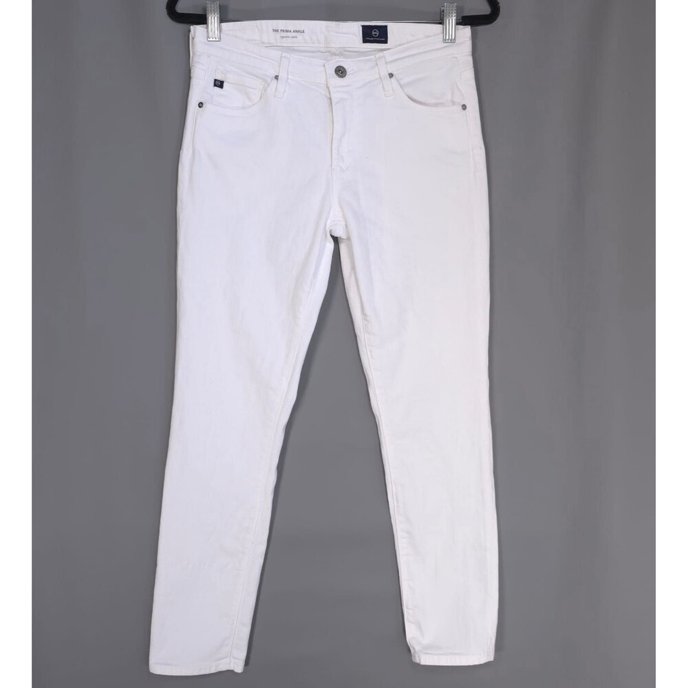 AG ADRIANO GOLDSCHMIED Prima Ankle Cigarette White Jeans 27 Slim Mid Rise Womens